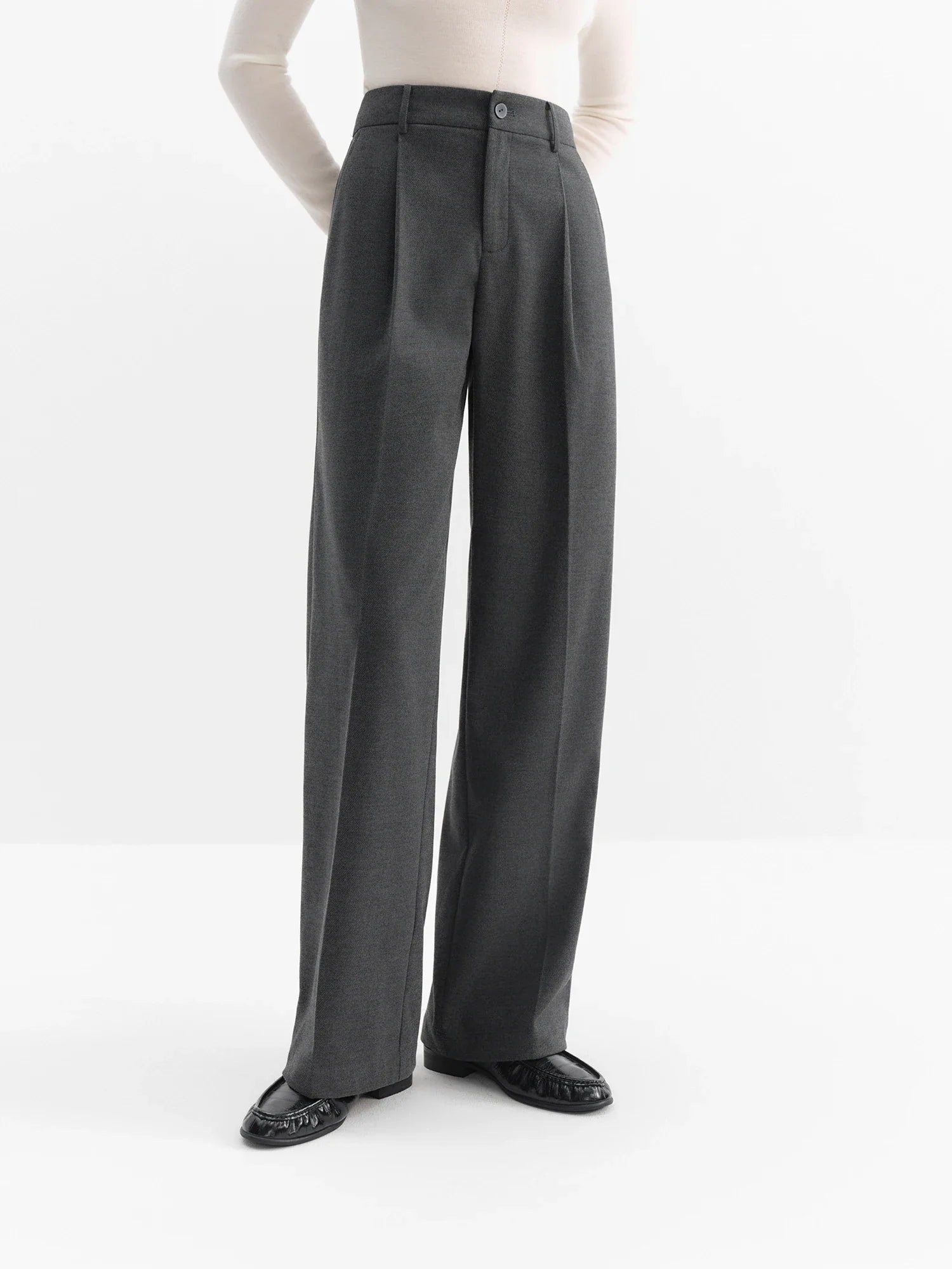 Classic High-Waisted Straight Leg Pants