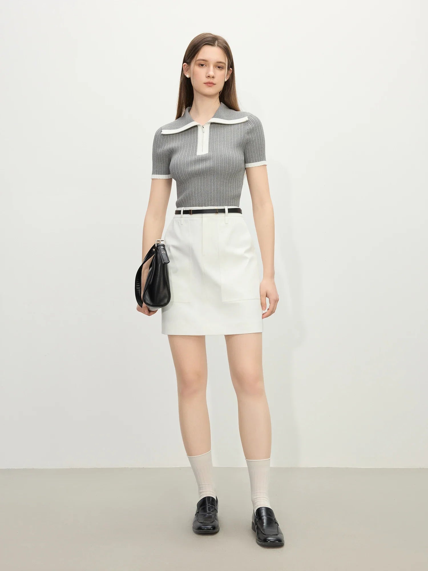 Short-sleeved Knitted Stripe T-shirt