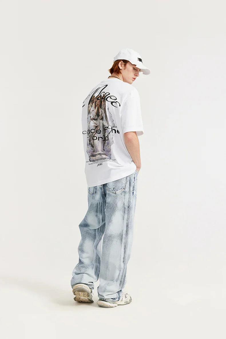 Gradient Dyed Washed Wide Leg Jeans