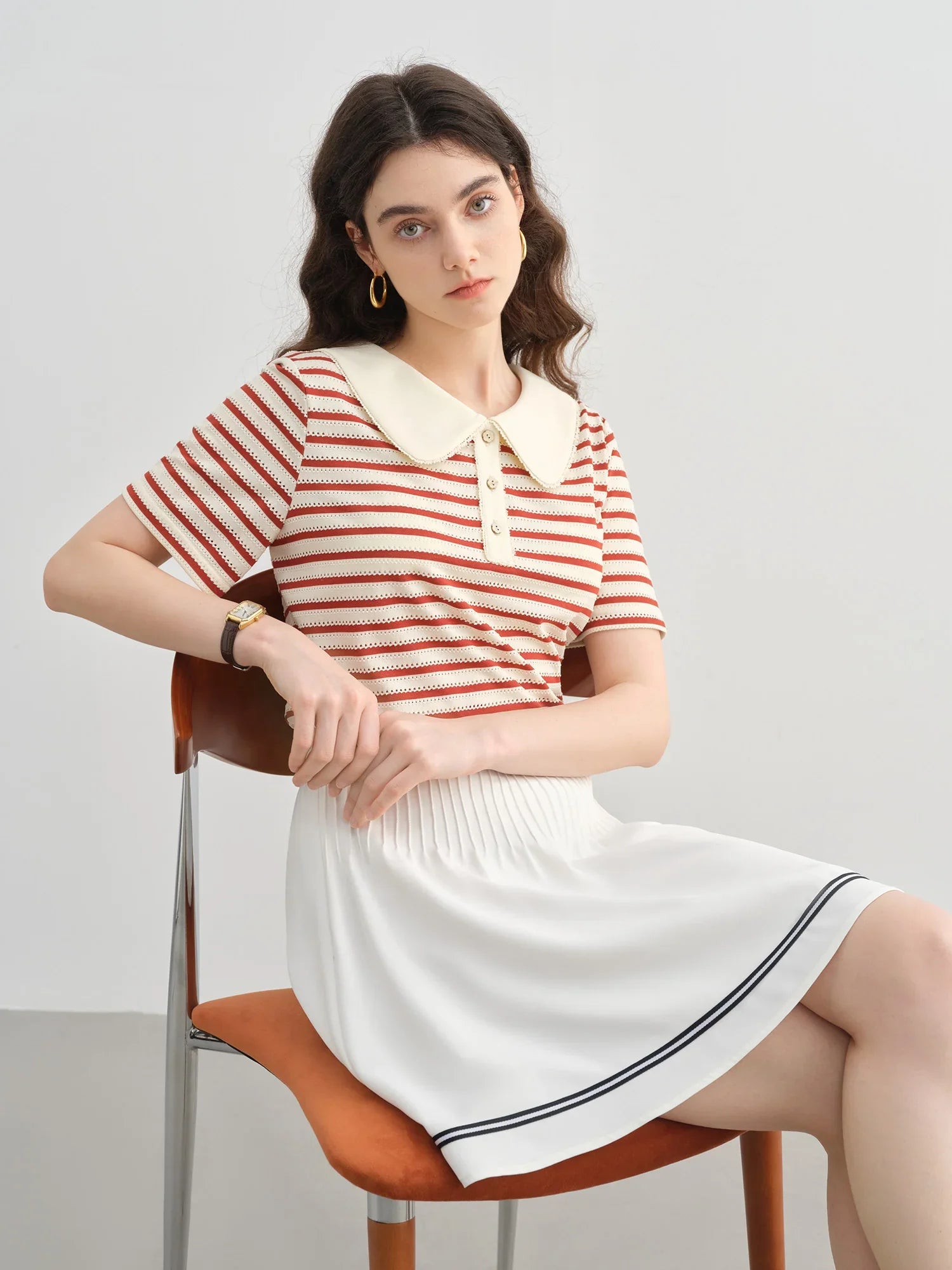 Striped Short-sleeved Polo T-shirt