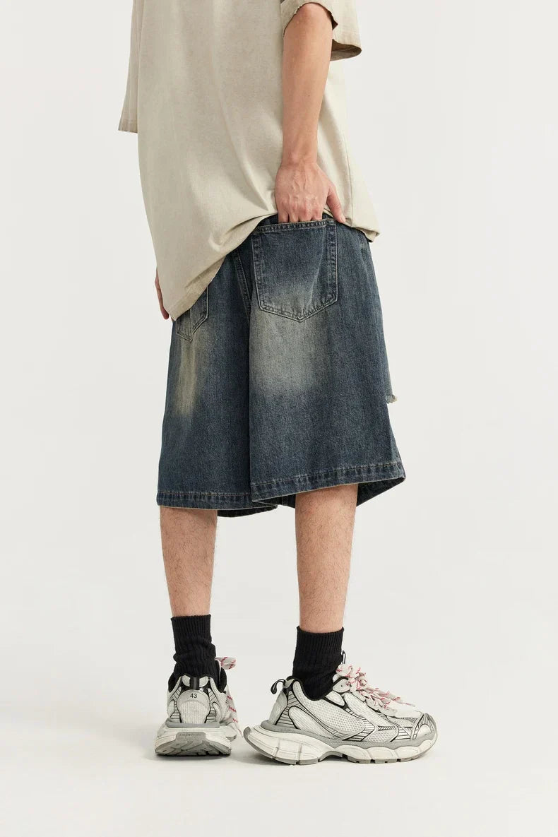 Ripped Holes Denim Shorts