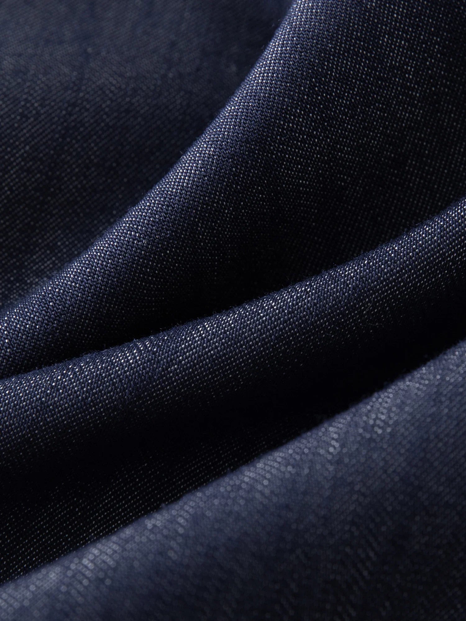 Square Neck Dark Blue Blouse and Relaxed Wide-Leg Trousers Set