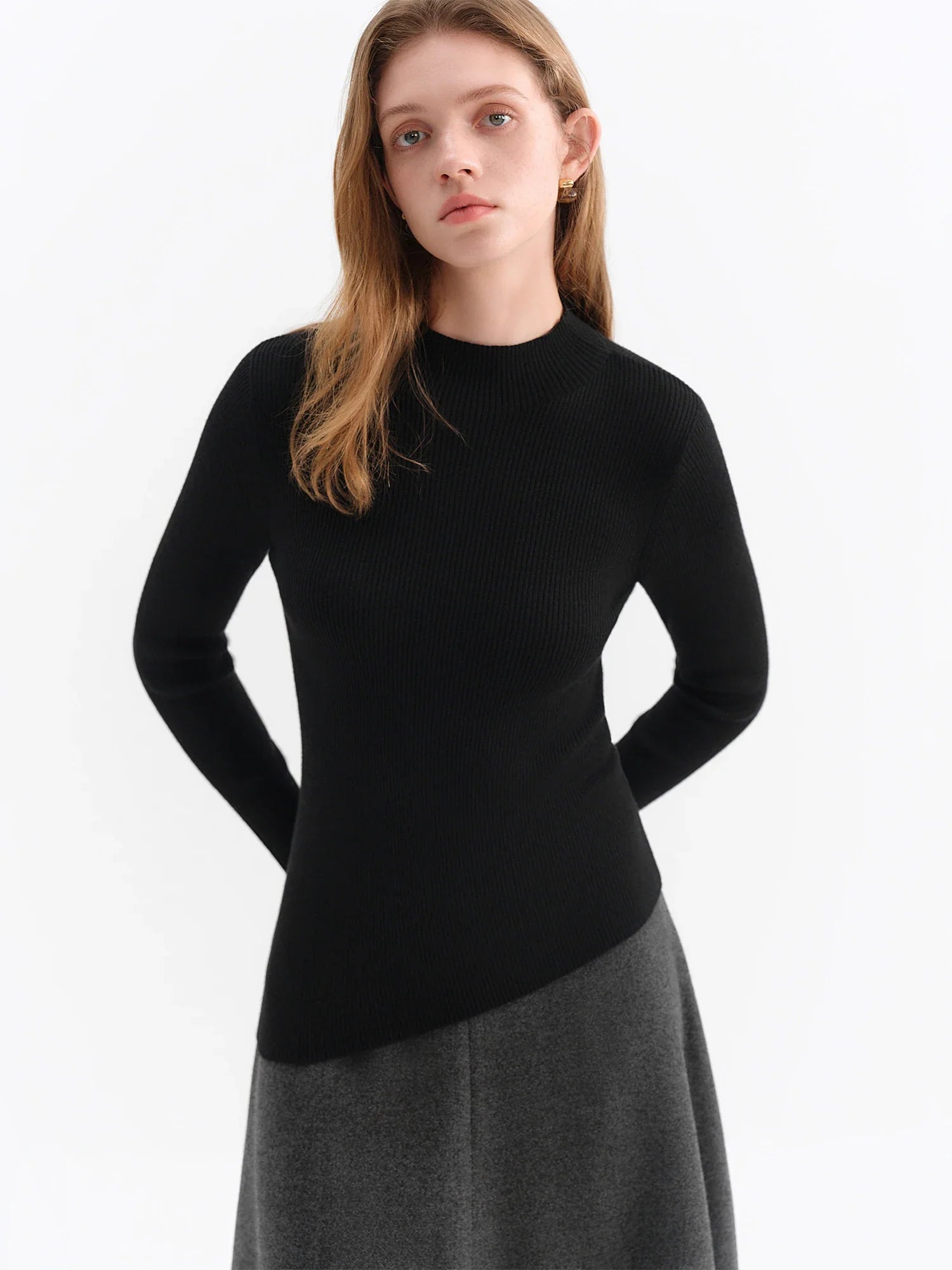 Asymmetric Knit Wool Sweater