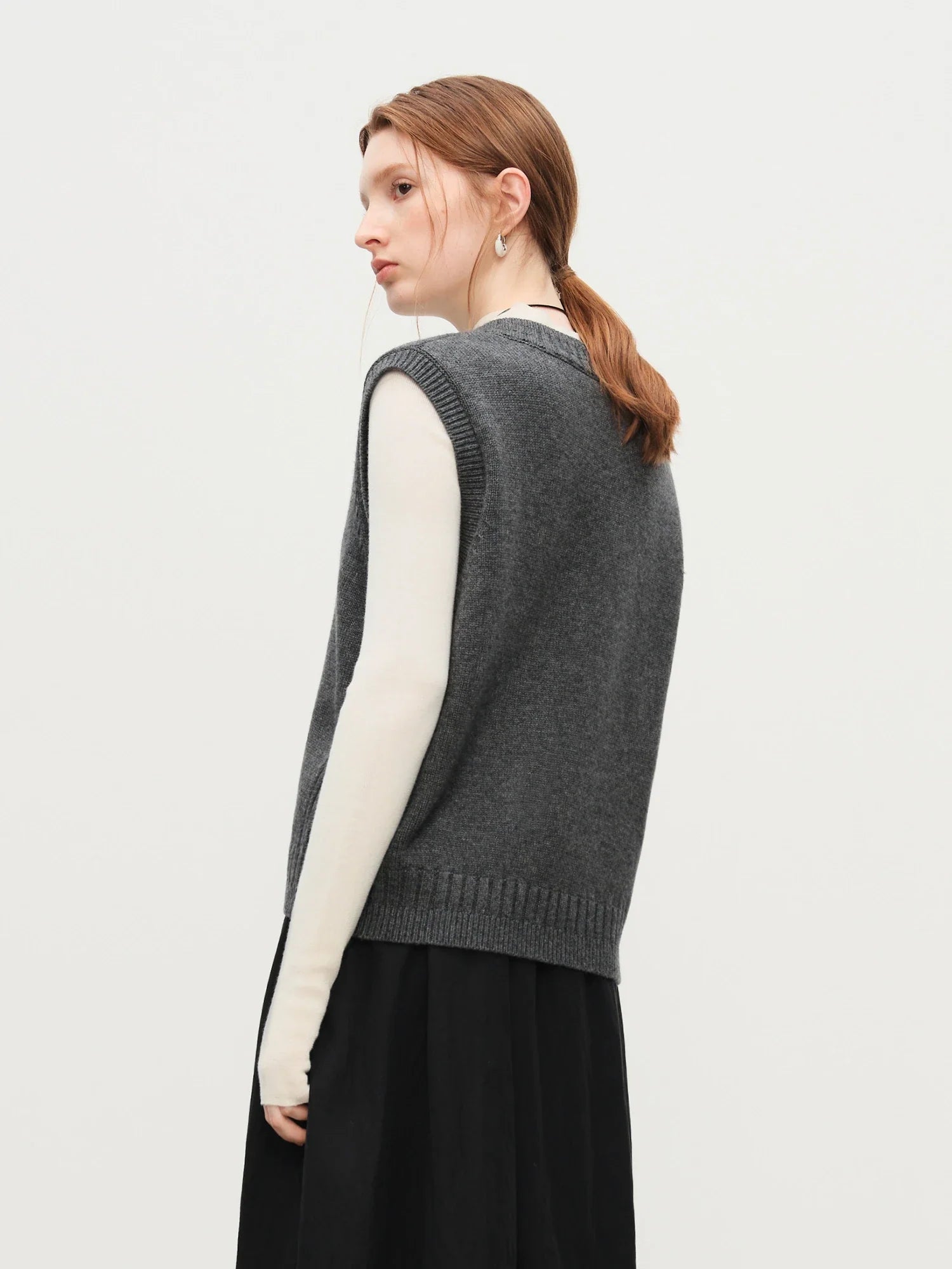 Sleeveless V-neck Wool Vest