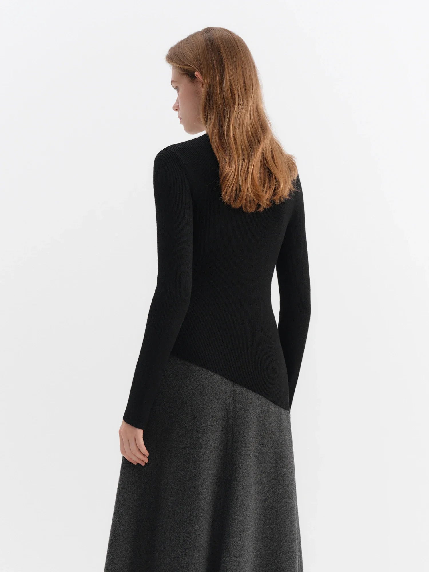 Asymmetric Knit Wool Sweater