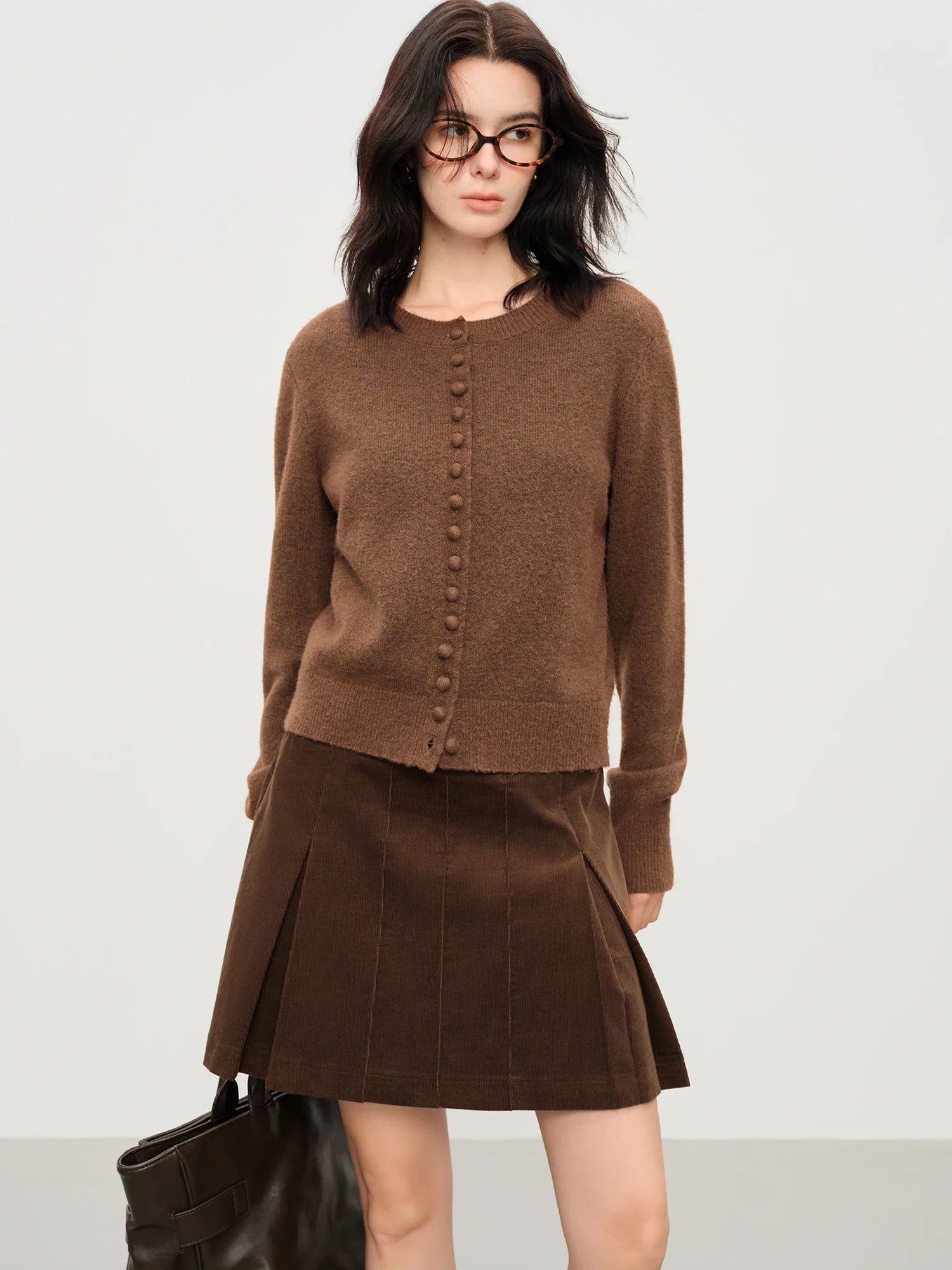 Blend Knit Cardigan With Wool Buttons