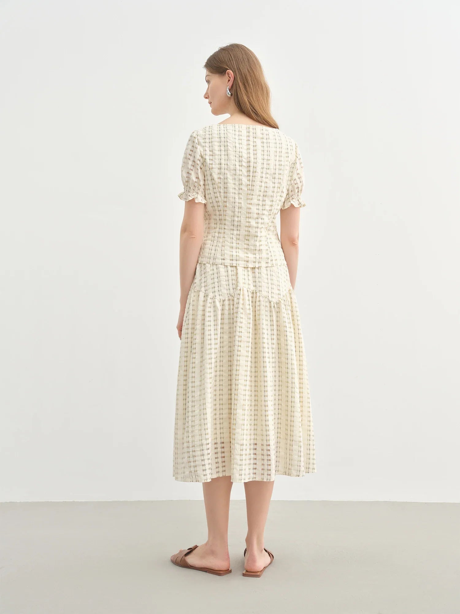 Texture French Fashion Beige Top and Skirt