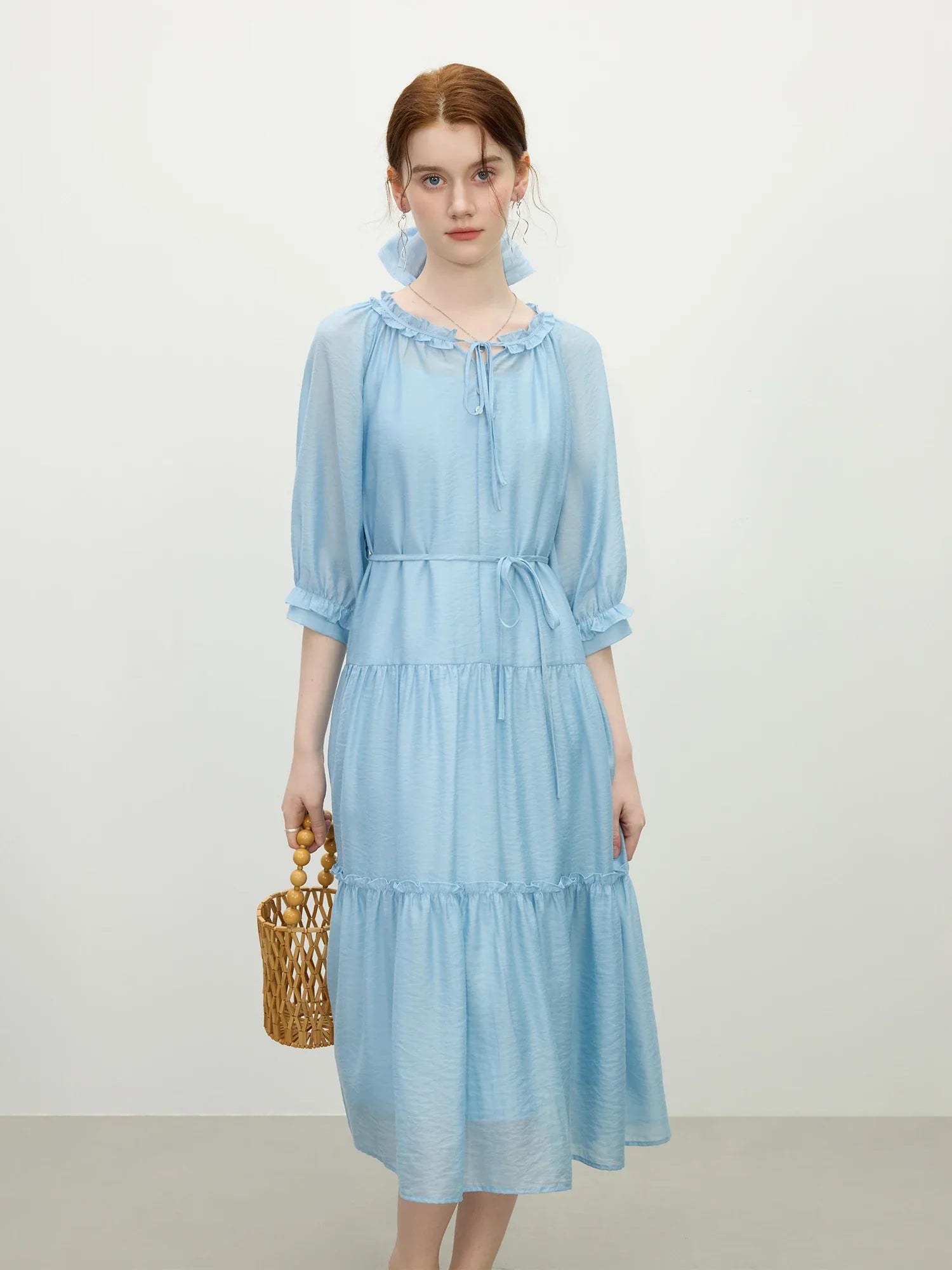 Summer Loose Light Blue Midi Dress