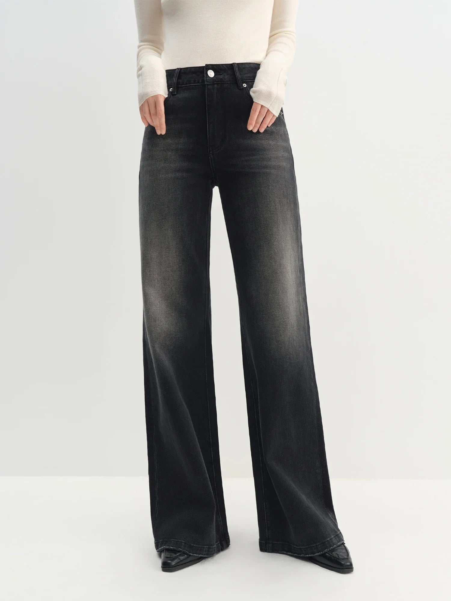 Retro Wide-leg Black Jeans