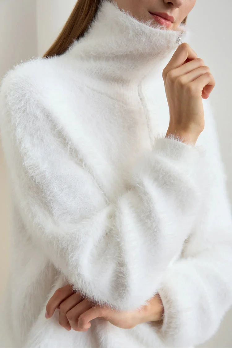 Turtleneck Zipper Mink Sweater