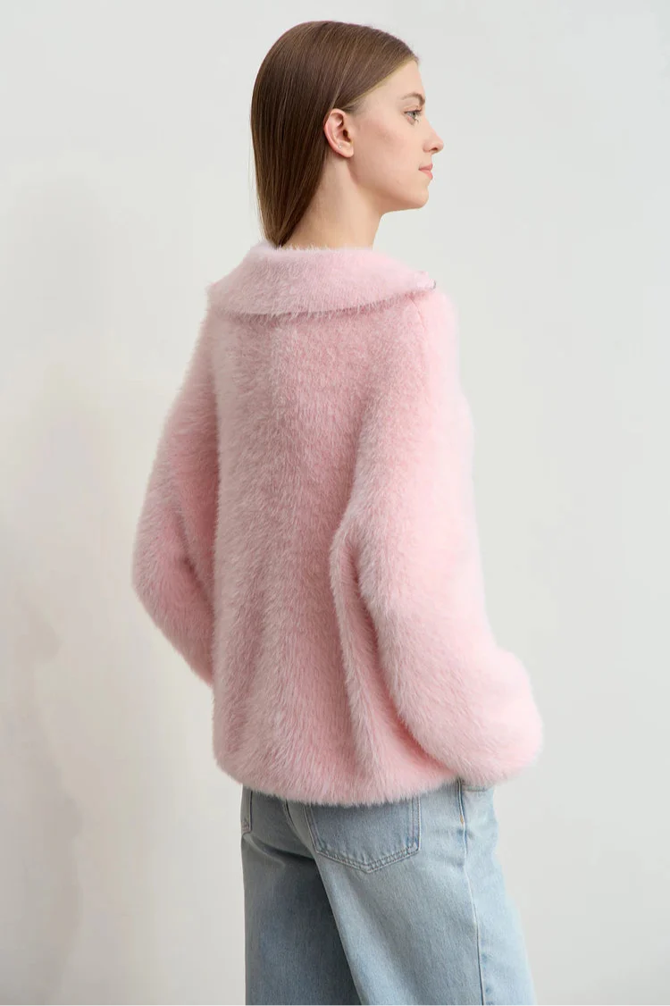 Turtleneck Zipper Mink Sweater