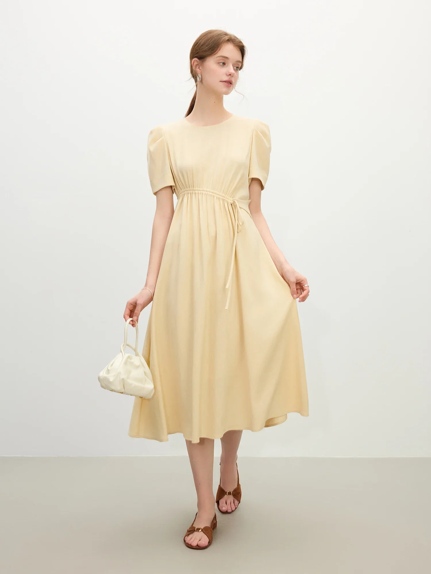 Chic Design Beige Midi Dress