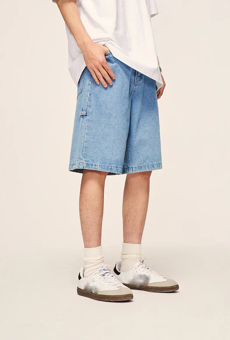 Vintage Washed Straight Leg Denim Shorts