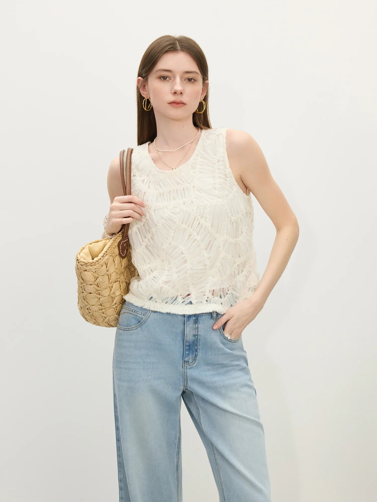 Beige Versatile Sleeveless Top