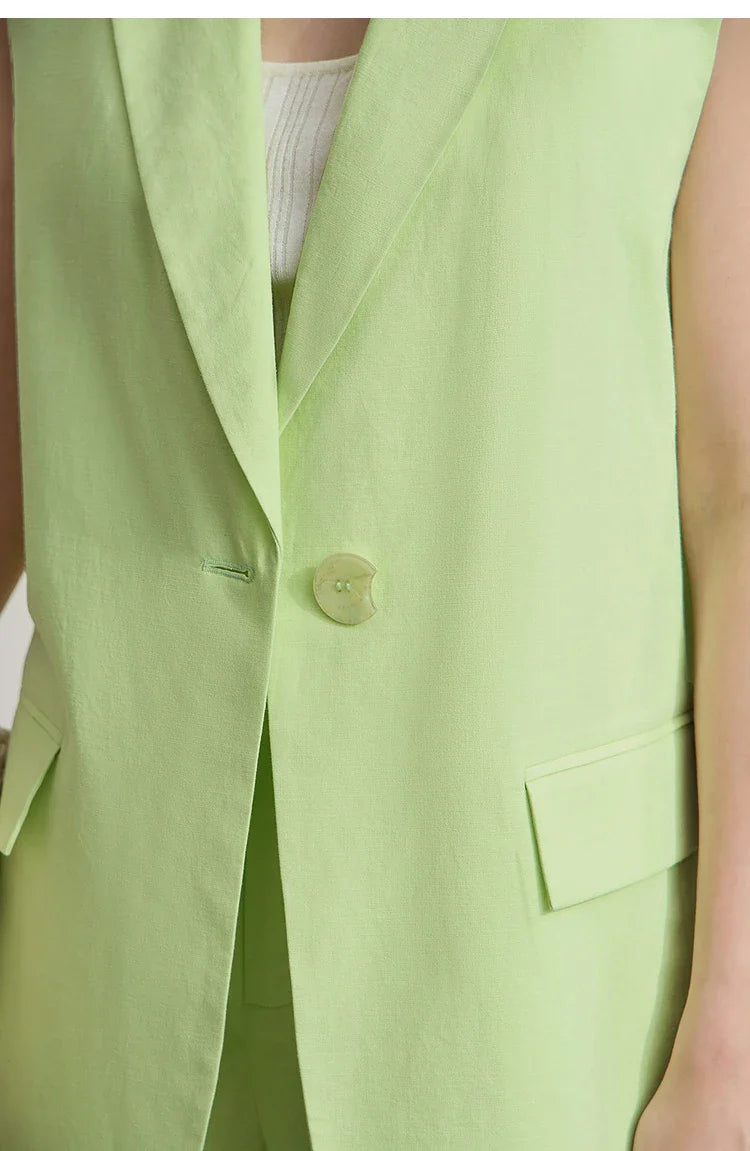 Cotton Linen Loose Vest and Shorts Set