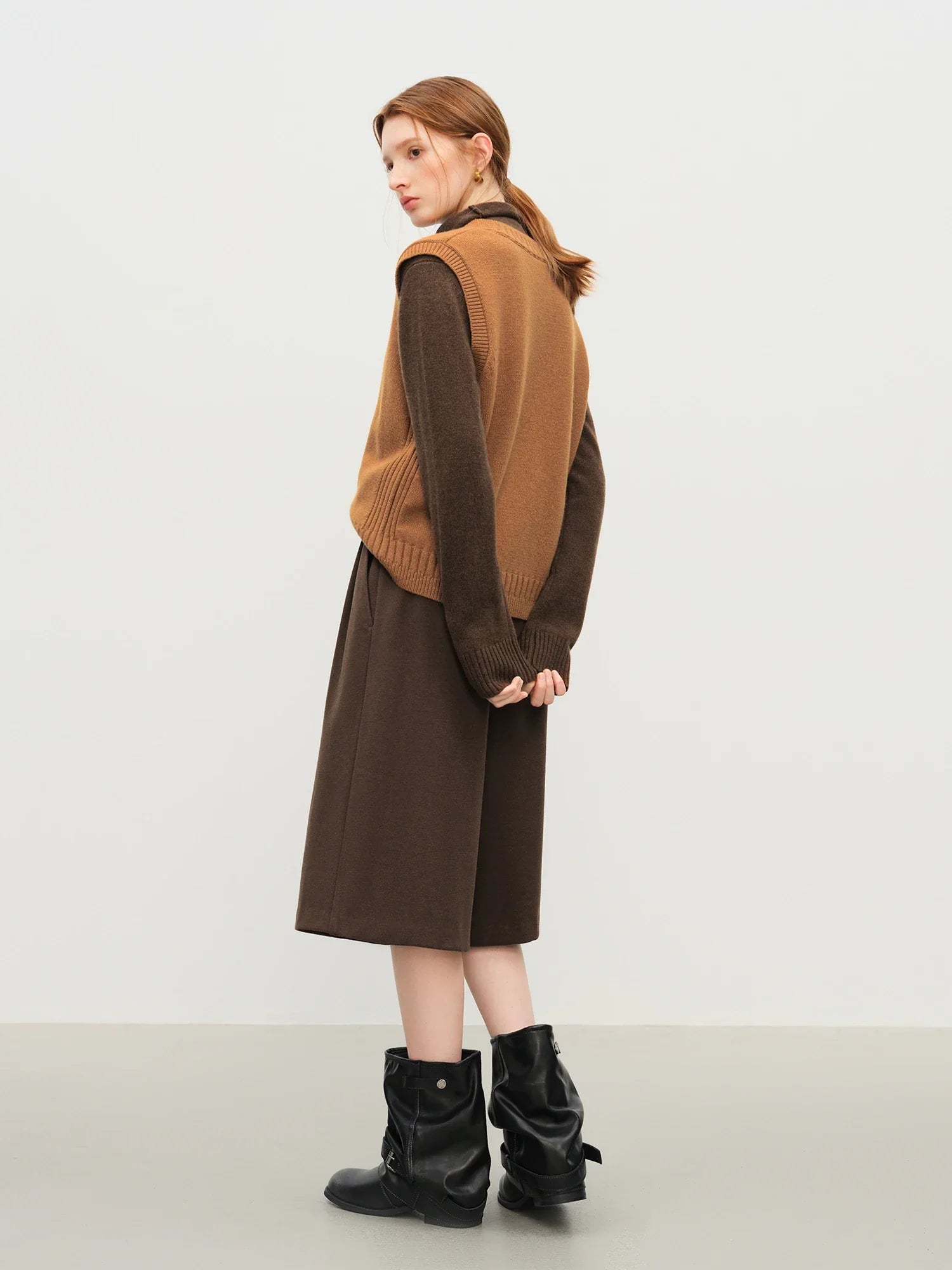 Sleeveless V-neck Wool Vest