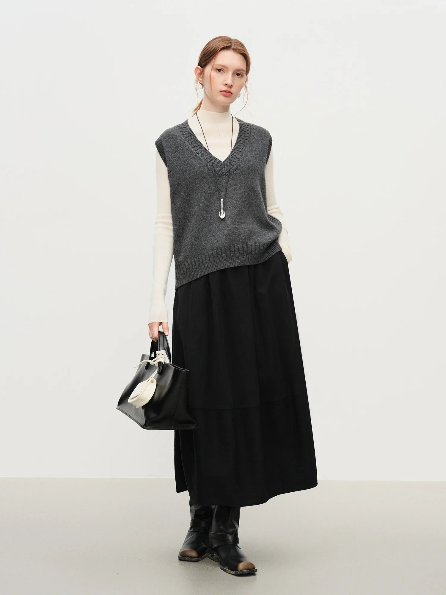 Sleeveless V-neck Wool Vest