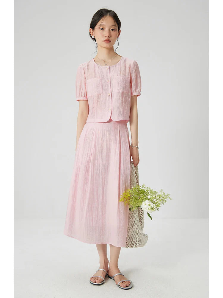 Casual Soft Loose Top and Skirt Set