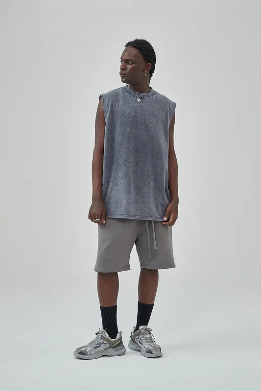 Worn Oversize Sleeveless Shirt vest