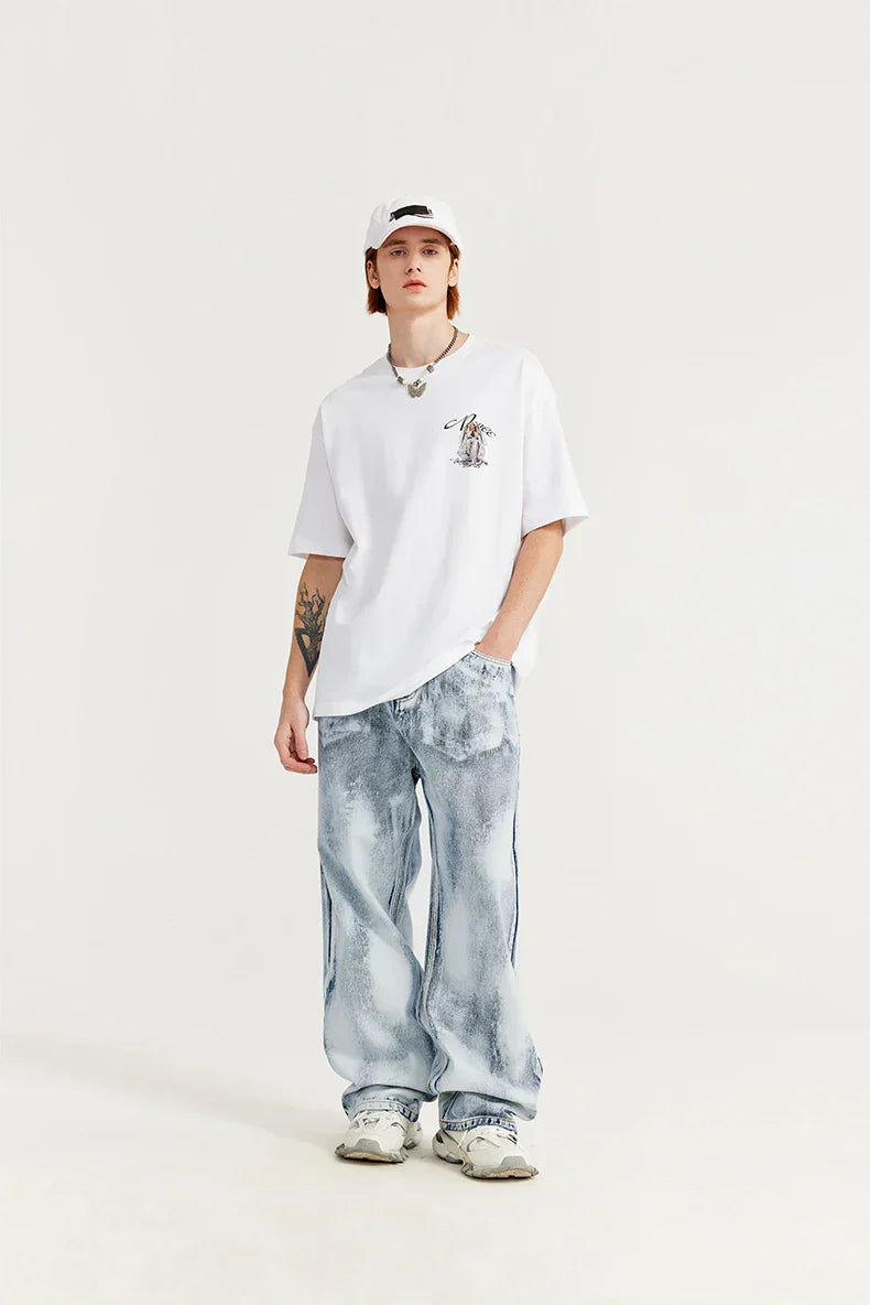 Gradient Dyed Washed Wide Leg Jeans