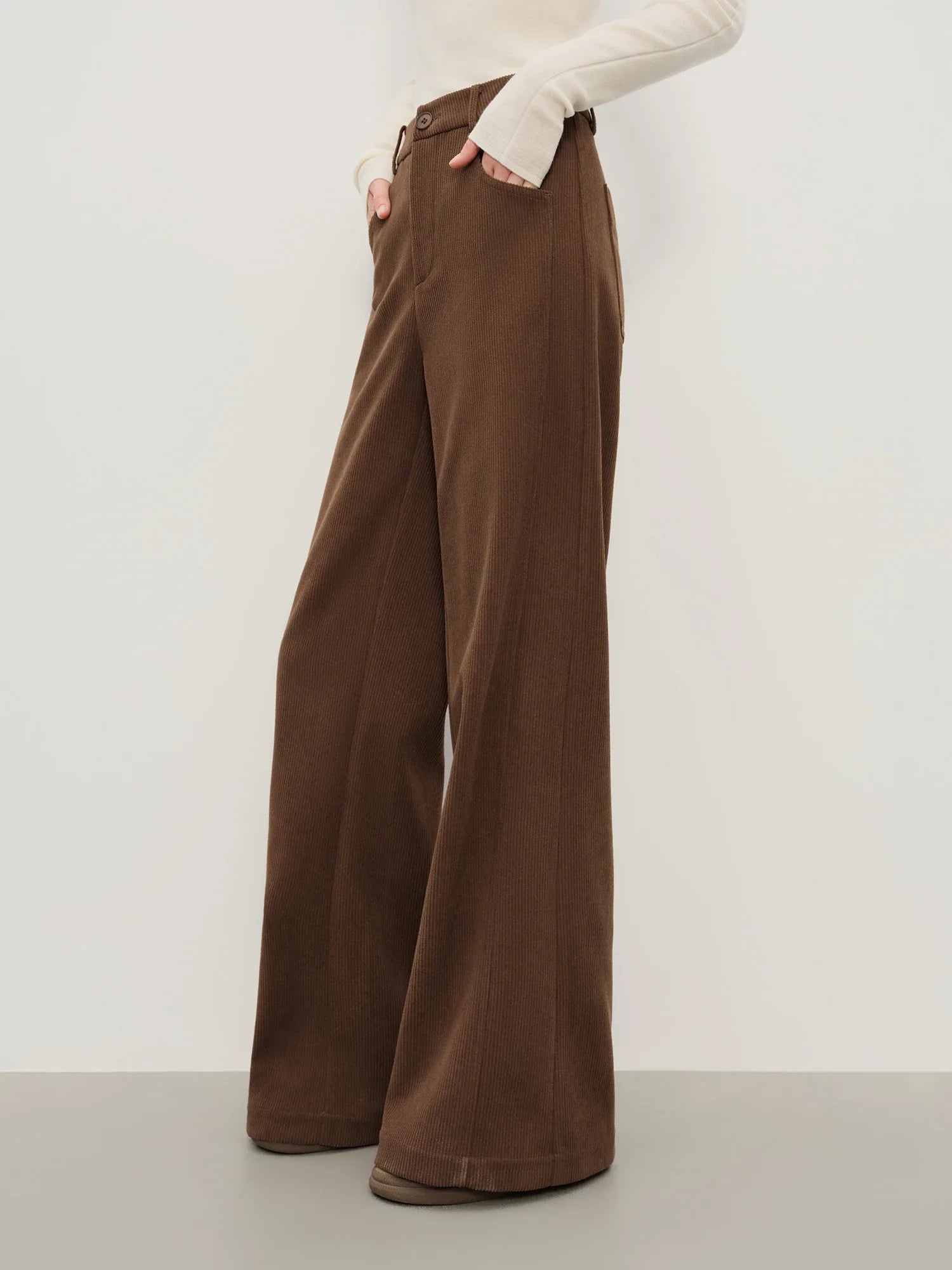 Casual Herringbone Fabric Pants