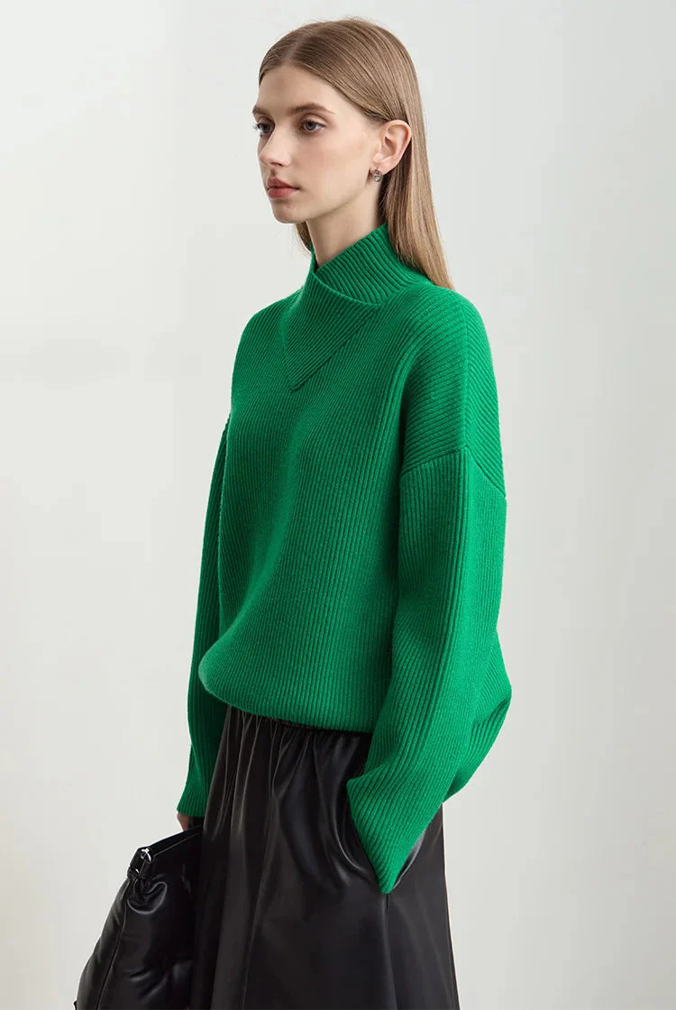 Knitted Crossed Turtleneck Sweater