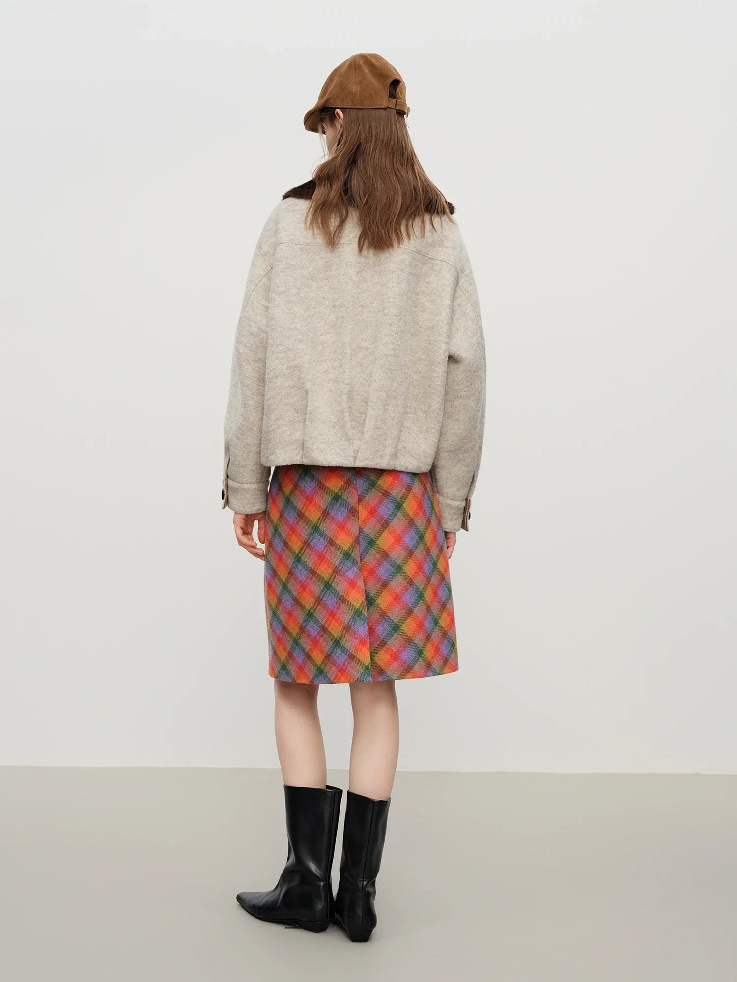 Wool-Blend Jacket With Fur Collar