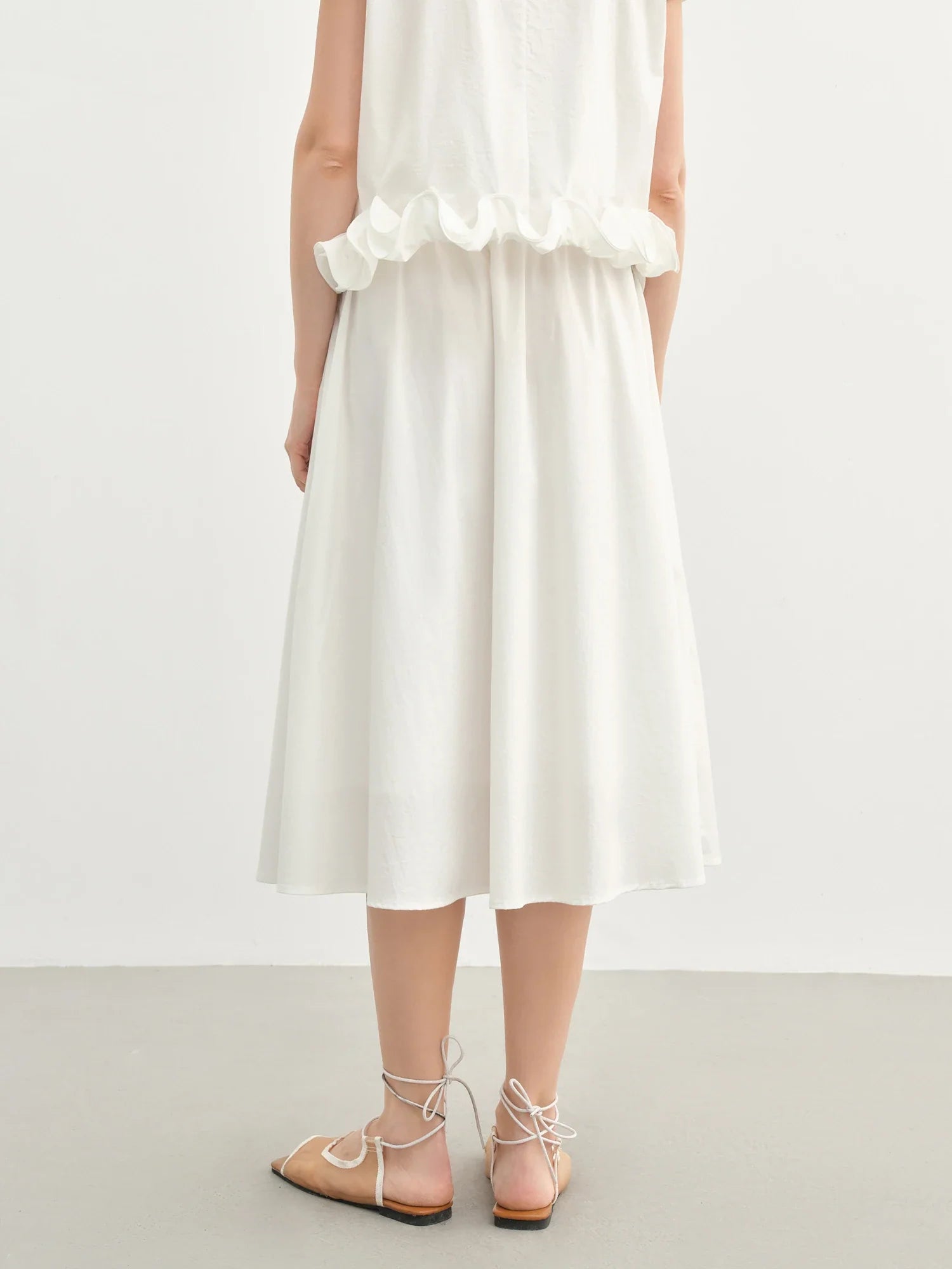 Ruffled Elegant White Top and Skirt Set