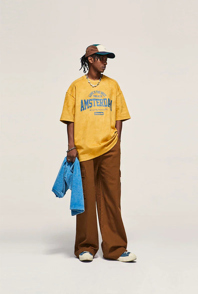 Faux Suede Oversized T-Shirt