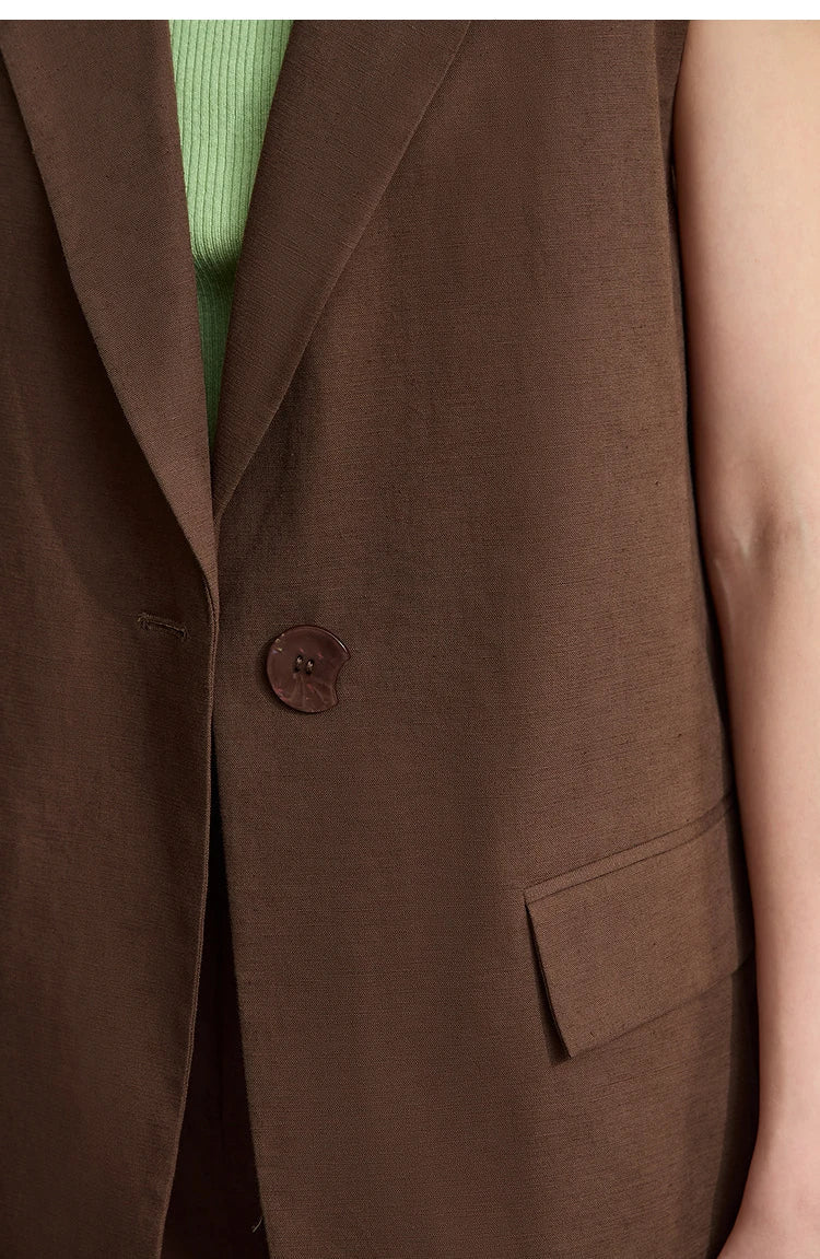 Cotton Linen Loose Vest and Shorts Set