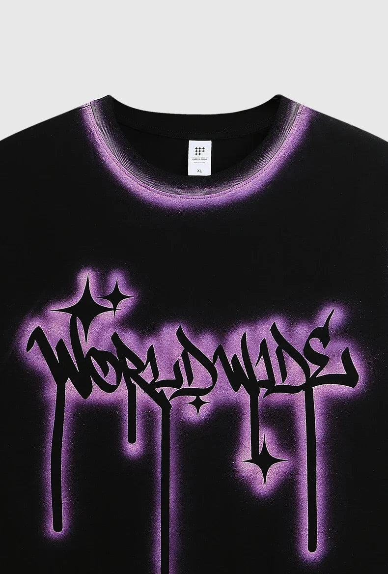Spray-Painted Graffiti Printing T-shirt