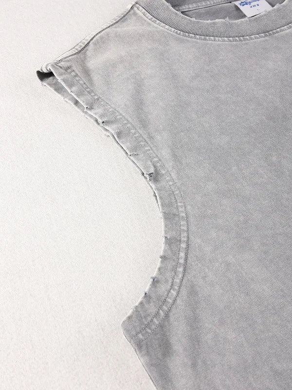 Worn Oversize Sleeveless Shirt vest