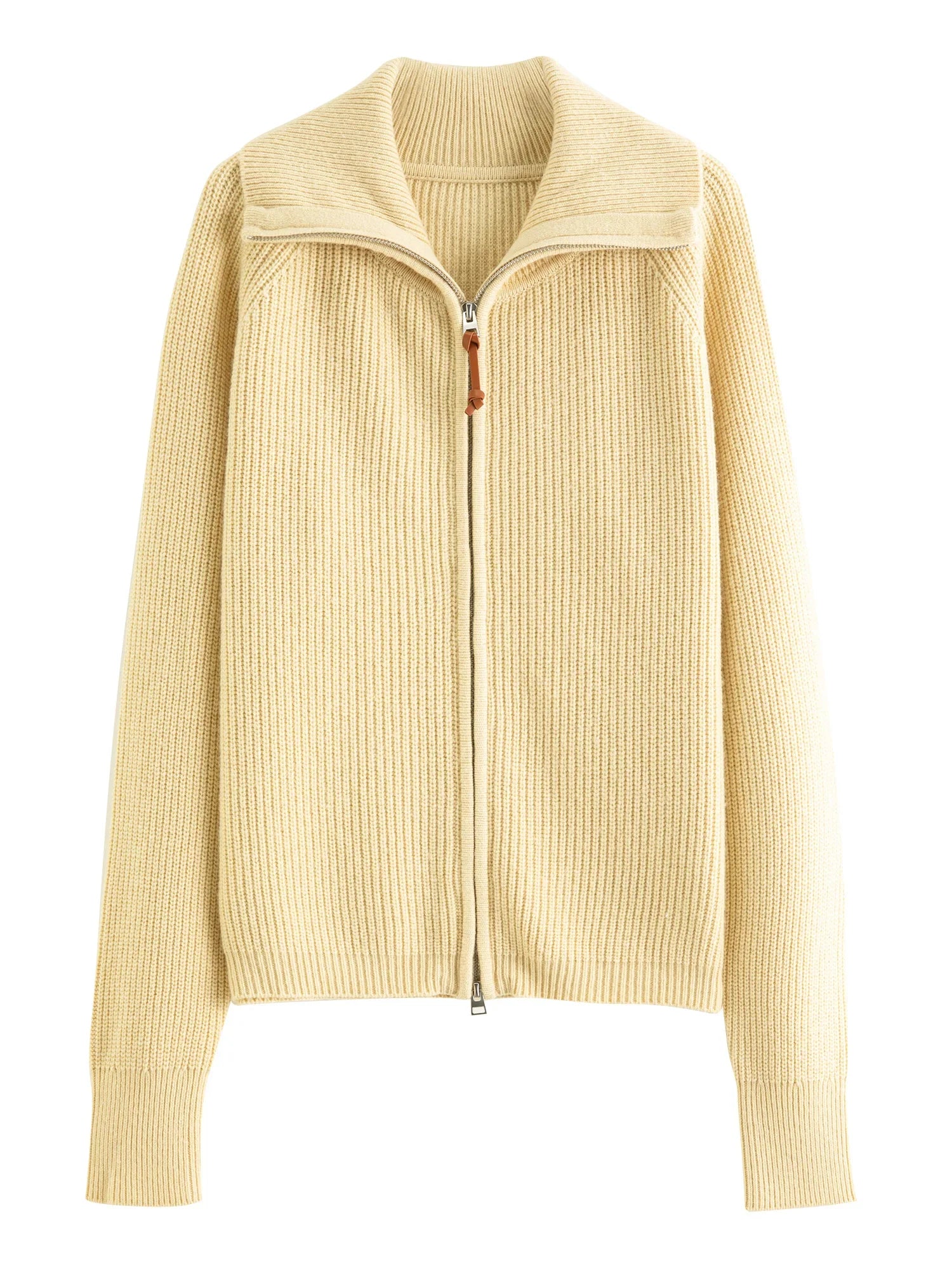 Wool Blend Knit Double Zip Cardigan