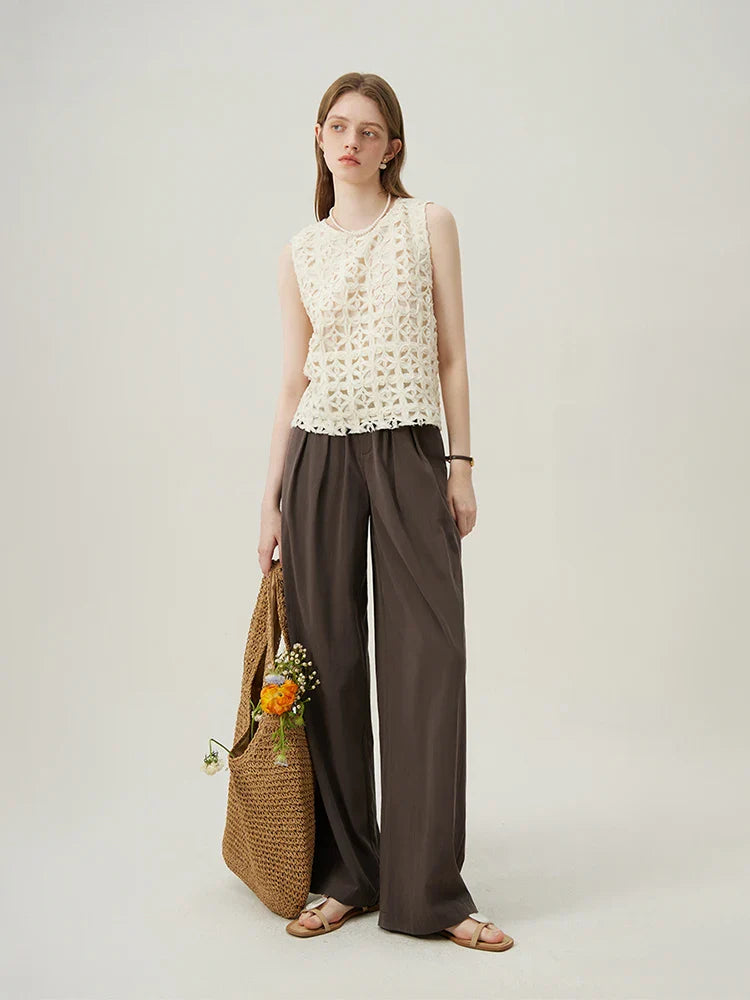 Three-dimensional Flower Embroidery Hollow Top