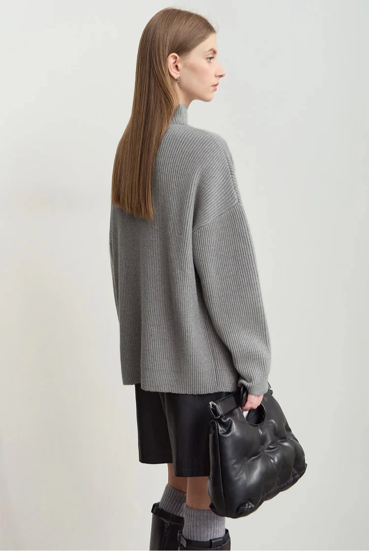 Knitted Crossed Turtleneck Sweater