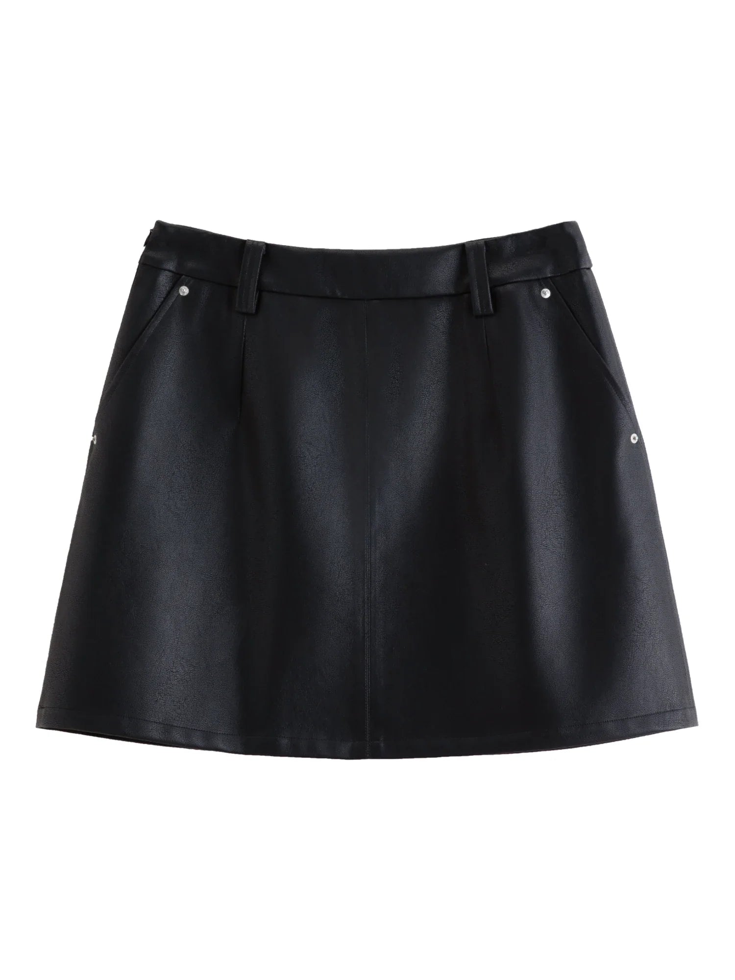 Short Leather Skirt With Belt