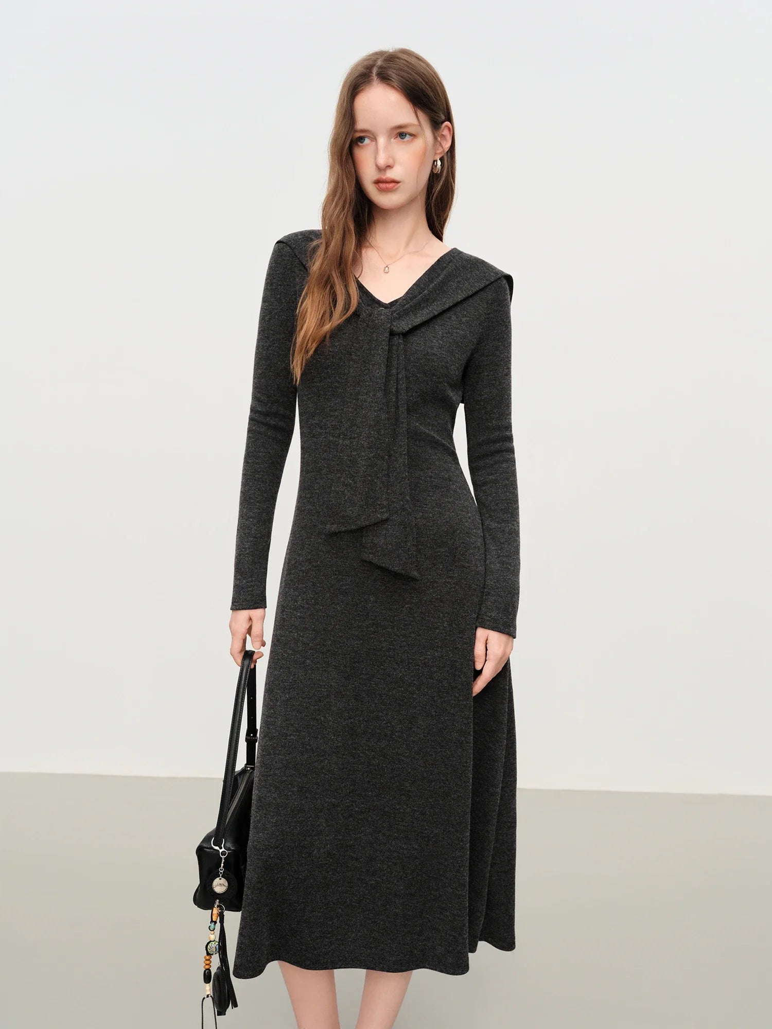 Slimming A-line Gray Dress