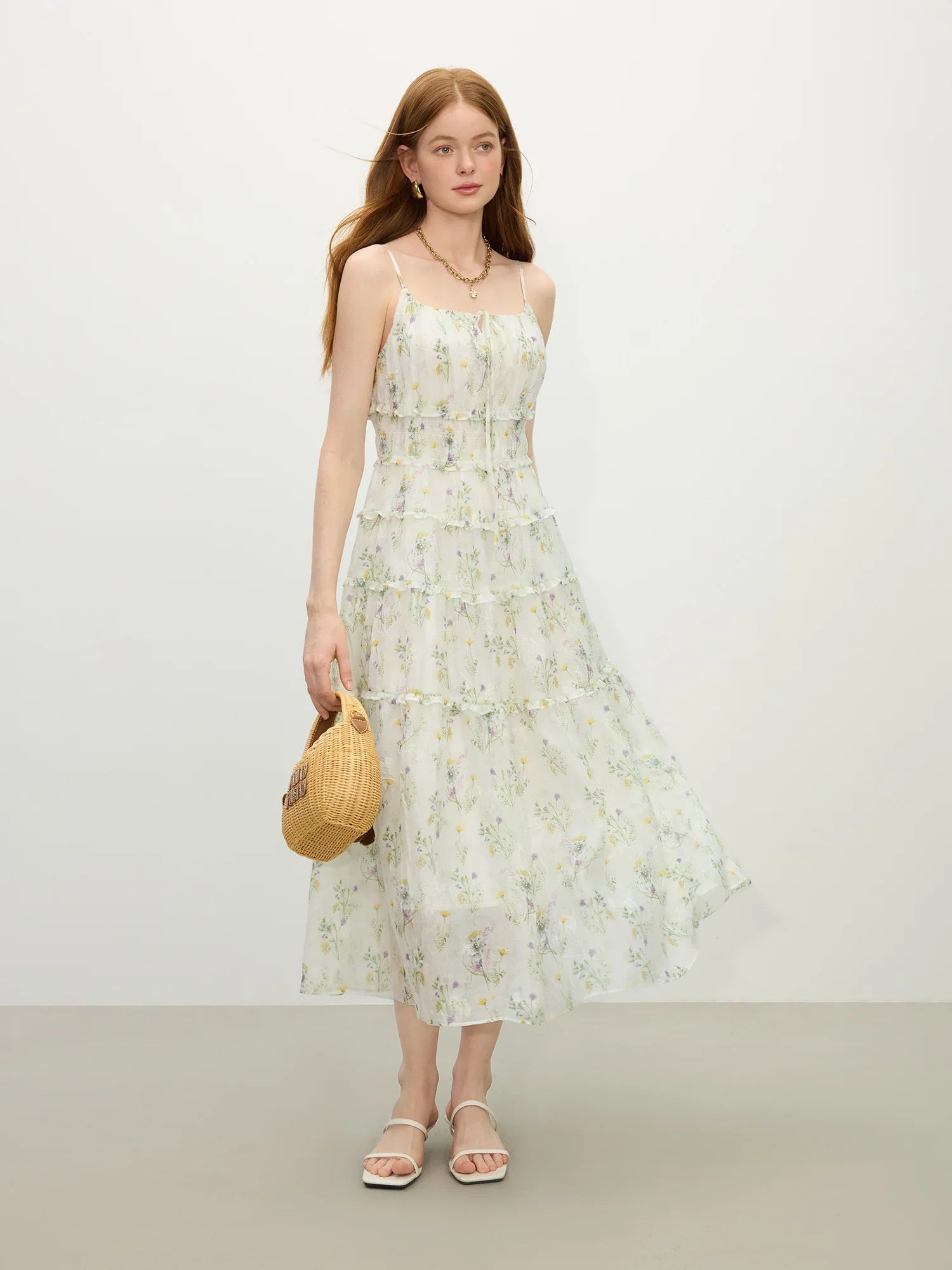 Summer Floral Chiffon Maxi Dress