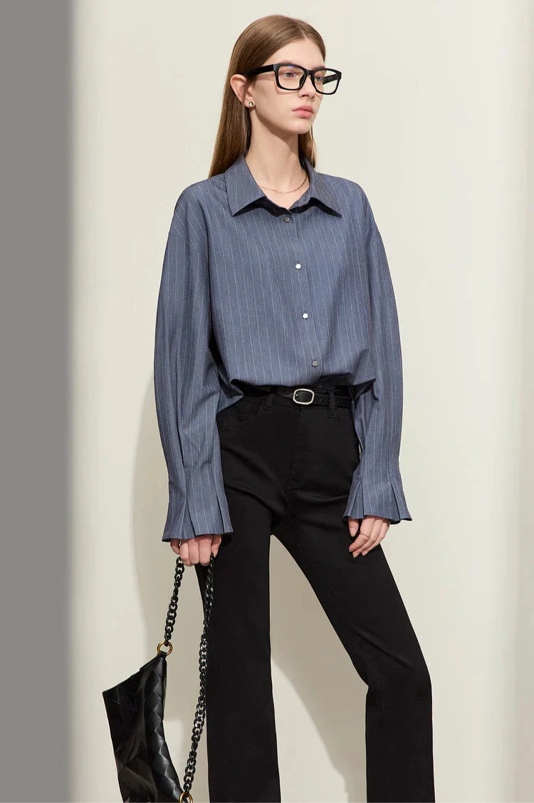 Loose Long Sleeve Striped Shirt