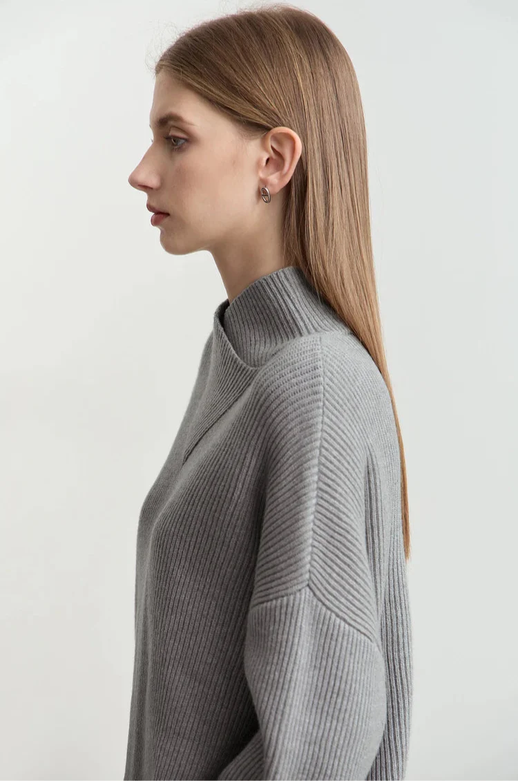 Knitted Crossed Turtleneck Sweater