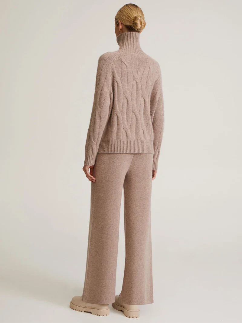 Textured Turtleneck Sweater and Pants Set