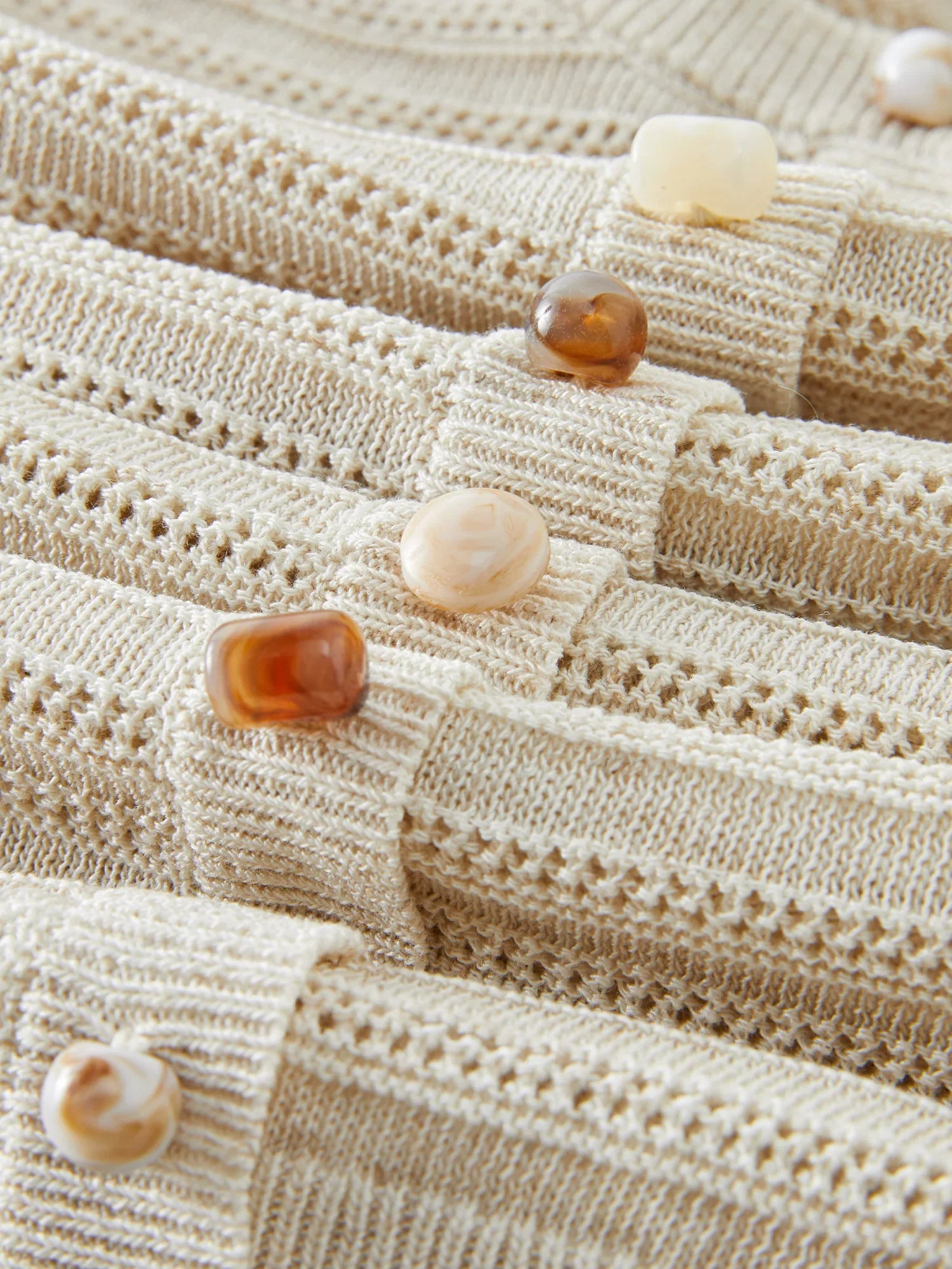 Beige Crochet Knit Top