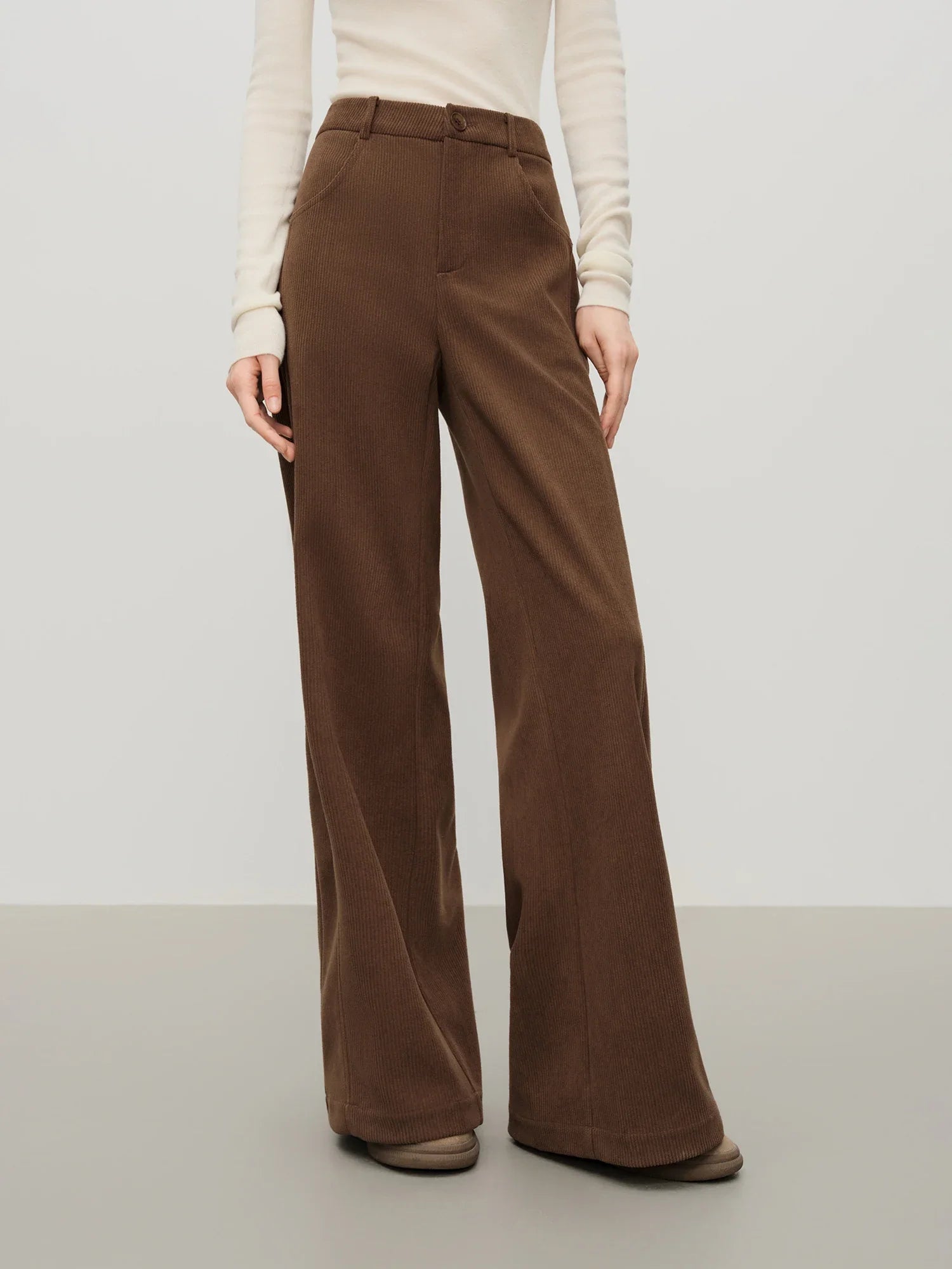 Casual Herringbone Fabric Pants