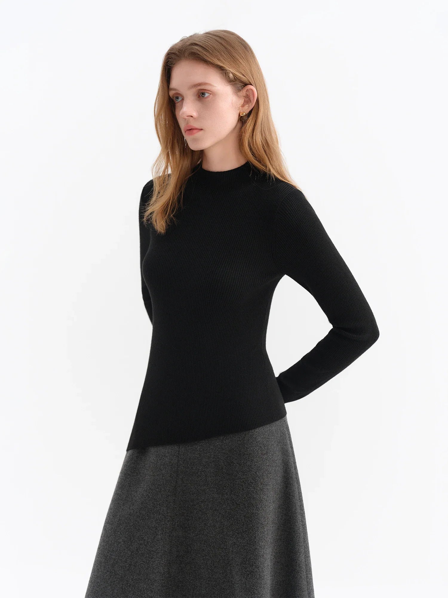 Asymmetric Knit Wool Sweater