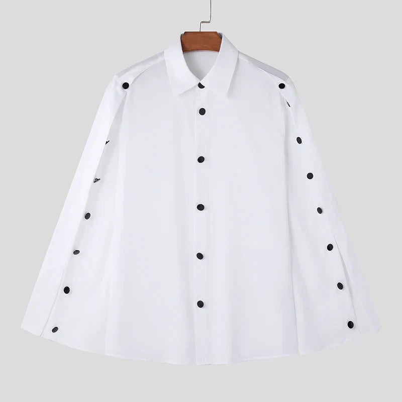Lapel Split Long Sleeve Button loose shirt