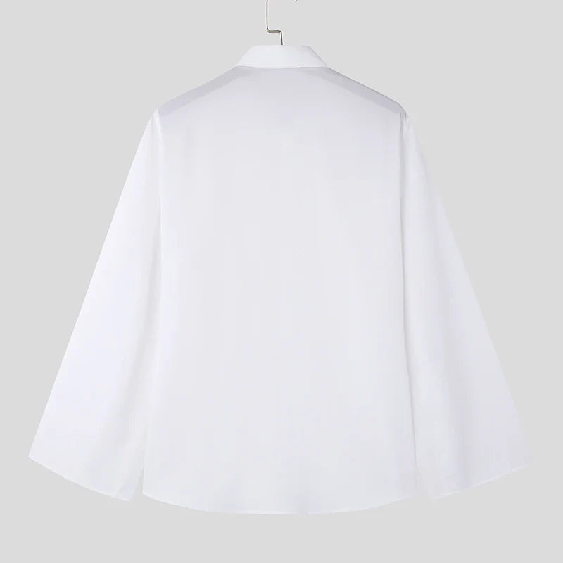 Lapel Split Long Sleeve Button loose shirt