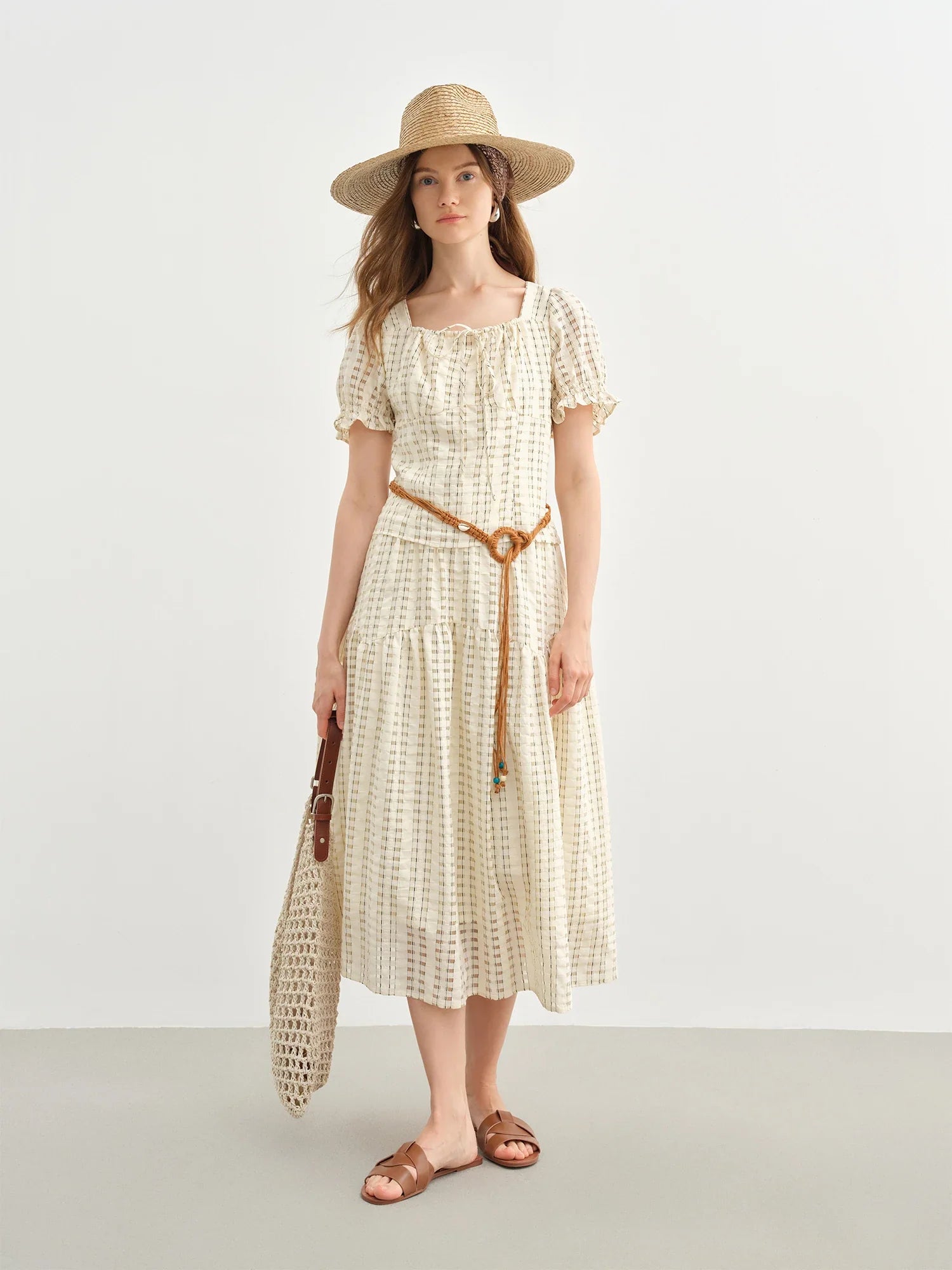 Texture French Fashion Beige Top and Skirt