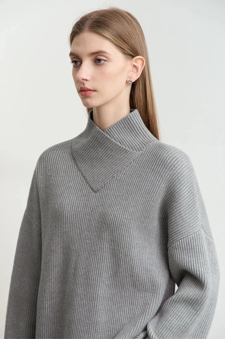 Knitted Crossed Turtleneck Sweater