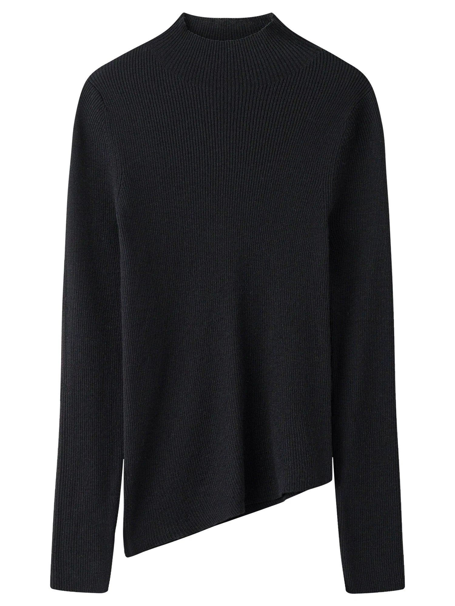 Asymmetric Knit Wool Sweater