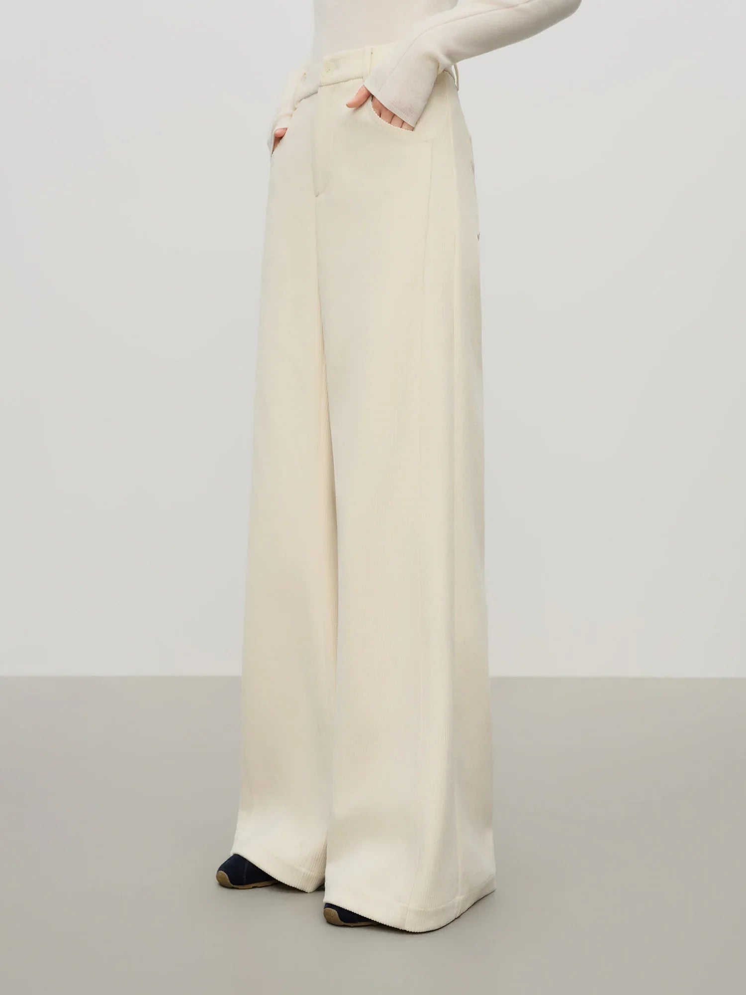 Casual Herringbone Fabric Pants